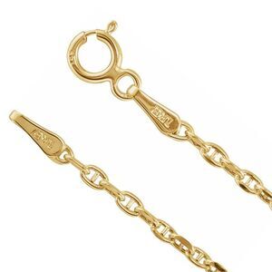 1.8mm 14K Yellow Gold Hollow Diamond Cut Anchor Chain Necklace, 20 In